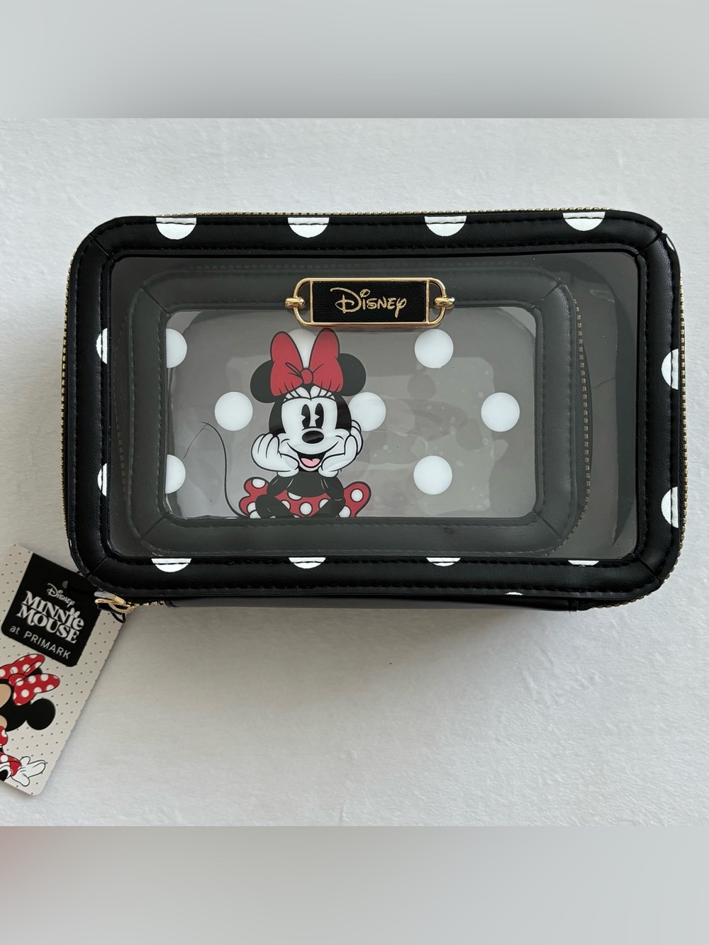 Disney Primark Minnie Mouse Set of Two Clear Cosmetic Makeup Travel Bags NWT